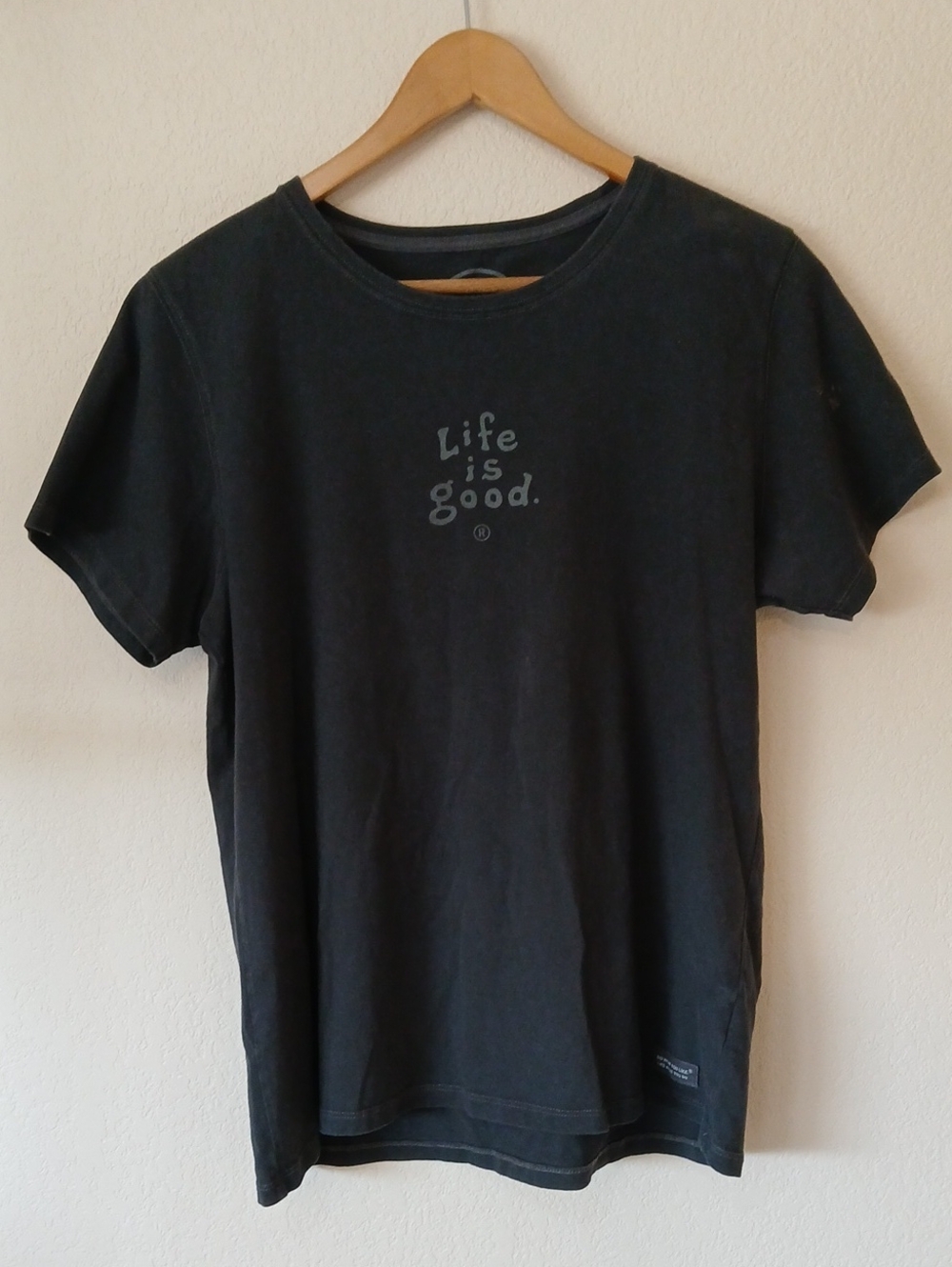 Life Is Good Black Classic Fit T Shirt Bleach Spot